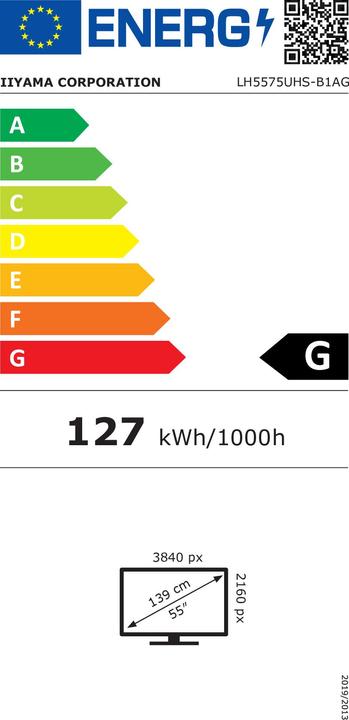 Etichetta energetica iiyama 55 PANNELLO IPS 3840X2160 UHD (3840 x 2160 pixel, 54.60")