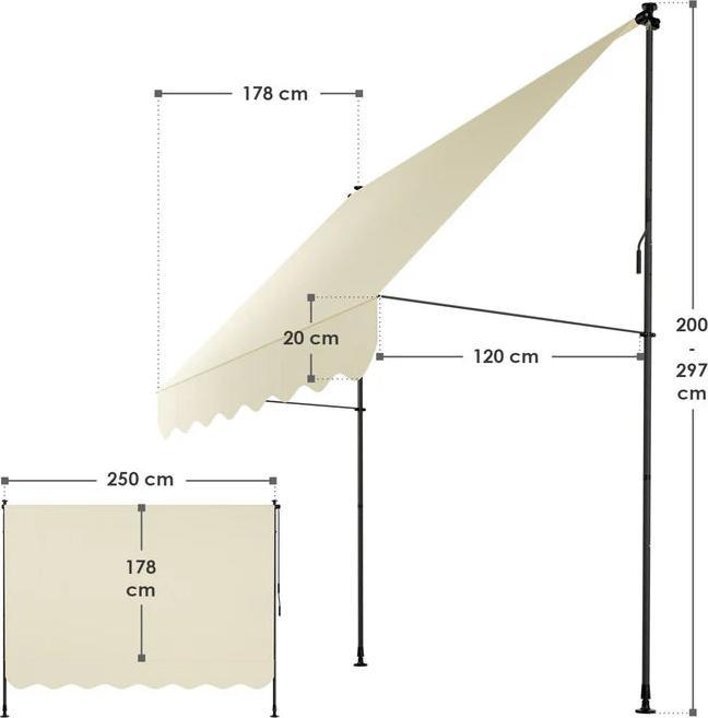 Image du produit Juskys Klemmmarkise Kapstadt (2.50 m)