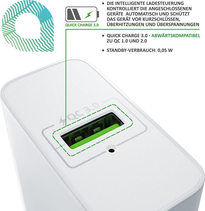 Immagine prodotto Aplic Caricatore USB 3000 mA, alimentatore con funzione di ricarica rapida, Quick Charge 3.0, Smart (18 W)