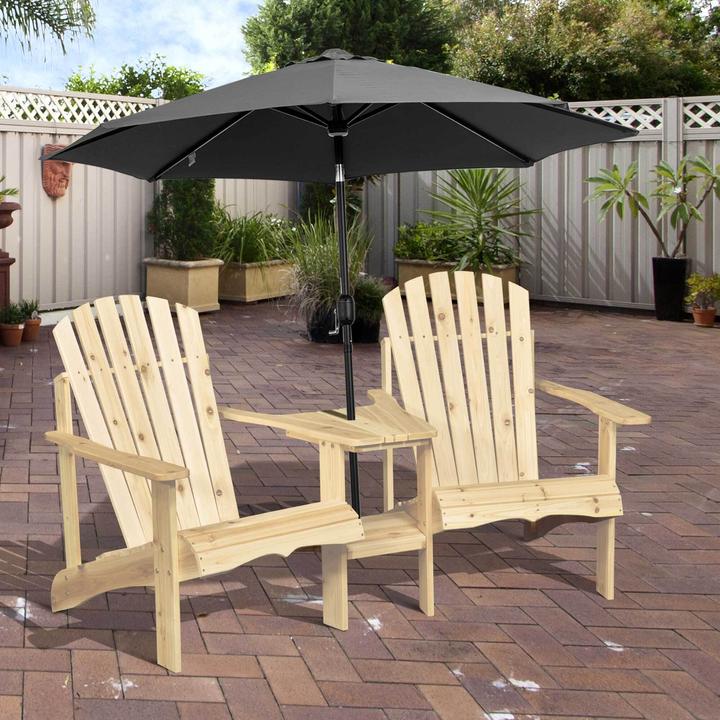 Produktbild Outsunny Gartenbank mit Tisch und Schirmloch