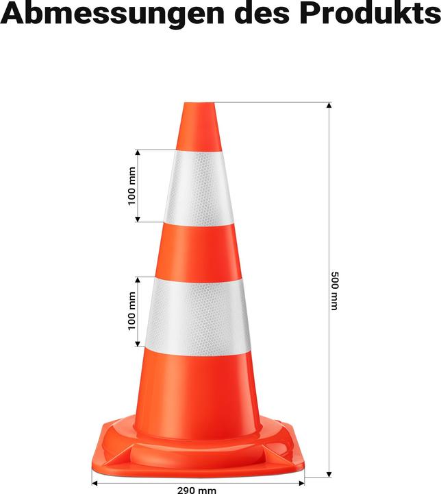 Produktbild Wiltec Verkehrskegel 50cm Leitkegel Strassen Pylon Warnhütchen Warnkegel aus PVC