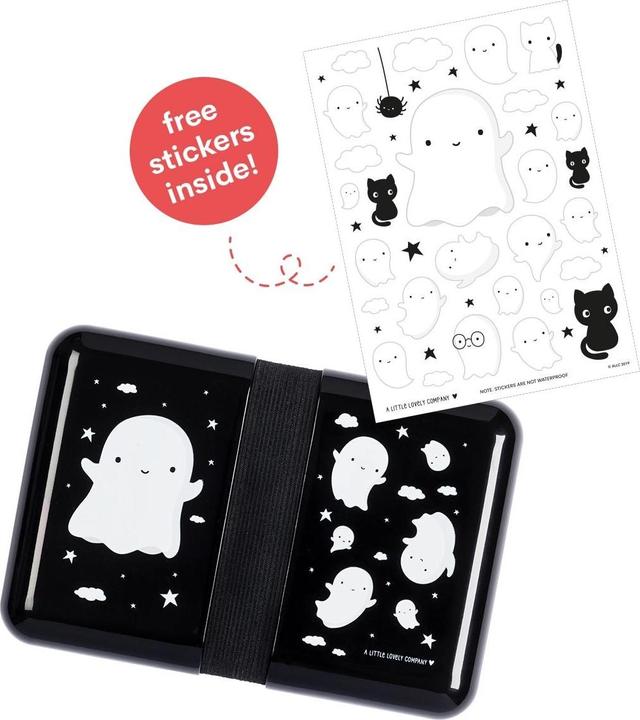 Produktbild A Little Lovely Company Lunchbox Ghost SBGHBL17 schwarz 18x6x12cm (0.85 l)