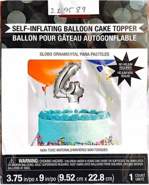 Produktbild Generic BallonKuchendekoration Number 4 Selbstaufblasend