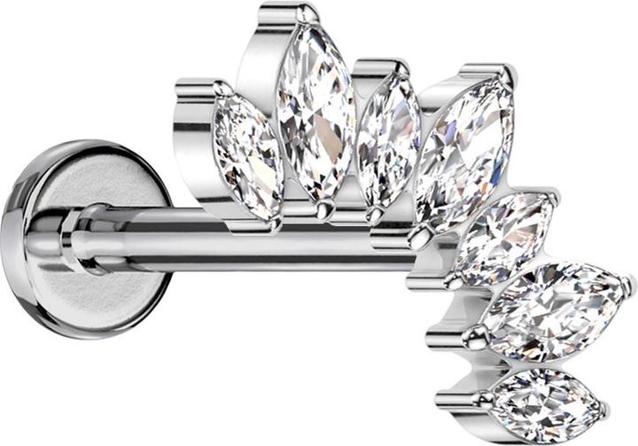 Produktbild Star Piercing Micro Labret Innengewinde silber Fächer mit sieben Kristallen silber (ohne Messing, Titan G23)