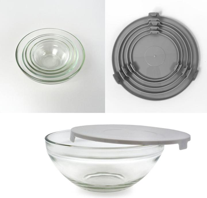 Immagine prodotto B-Home Set di 5 ciotole in vetro con coperchio (1600.20 cm, 1 l, 5 x)
