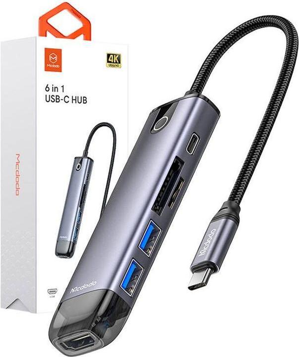 Produktbild Mcdodo HU-7740 6w1 USB-C Hub (USB-C, HDMI, USB3.0*2, SD, TF) (USB-C, 10 Ports)