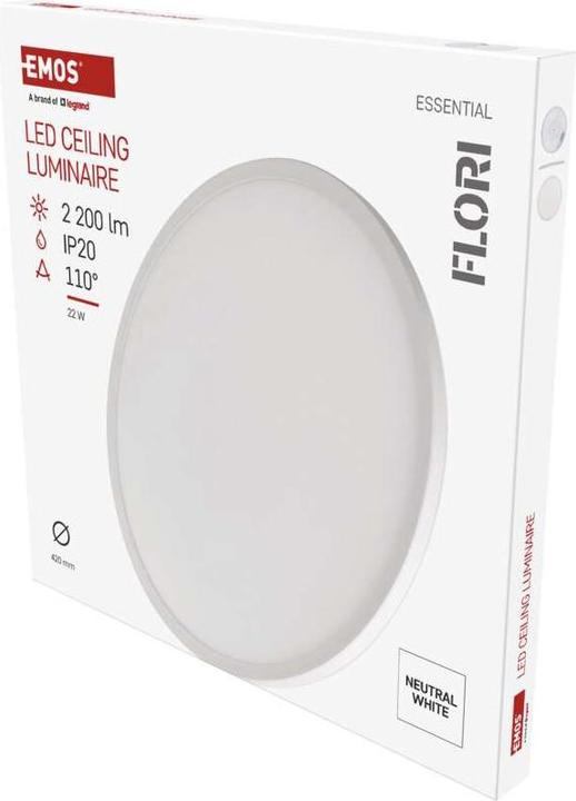 Immagine prodotto Emos Lampada a LED a plafone FLORI rotonda, bianca, 22W, bianco neutro (2200 lm)