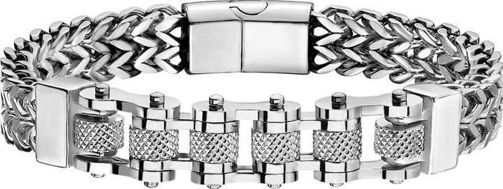 Actual product image Star Piercing Weizenkette silber zweireihig und mittig Fahrradkette (22 cm, without brass, Surgical steel 316L)