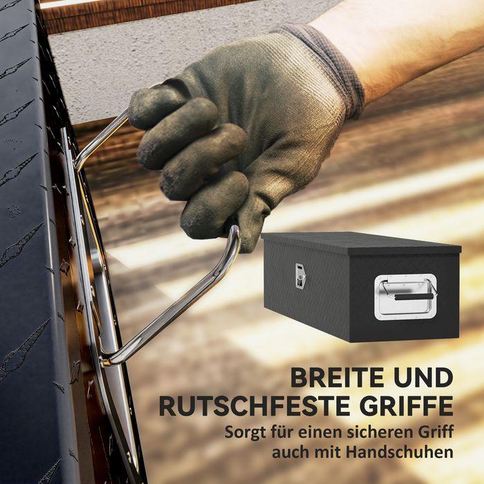 Image du produit Swisshandel24 Stabile Aufbewahrungskiste, Alu, Seitengriffe, Schloss, Werkzeugkasten, 99x33x25,5 cm, schwarz