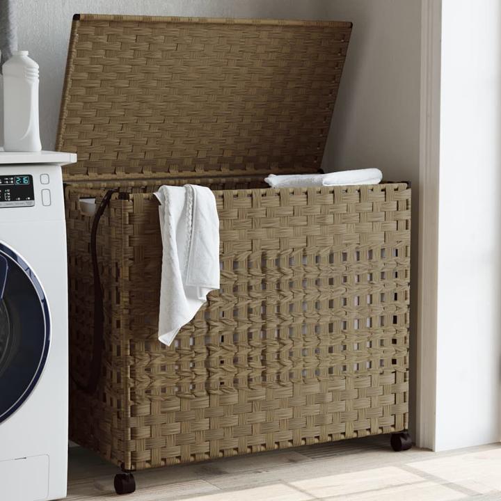 Produktbild VidaXL Wäschekorb mit Rollen 66x35x60 cm Rattan,Material: Rattan