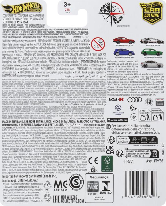 Nährwerte und Zutaten Mattel Hrv81 Hw Audi S4 Quattro