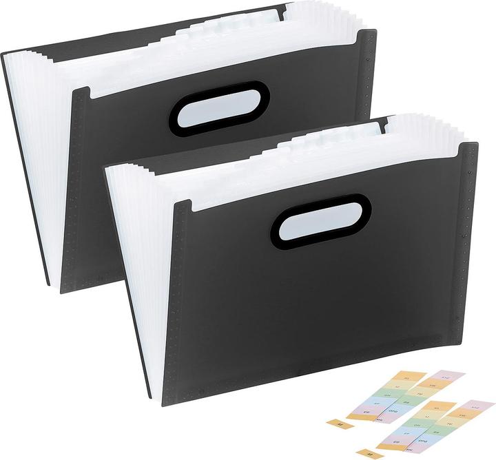 Produktbild General Office 2er-Set Aktenordner mit 13 Fächern, Register & Tragegriff, schwarz (A4, 2 Stück)