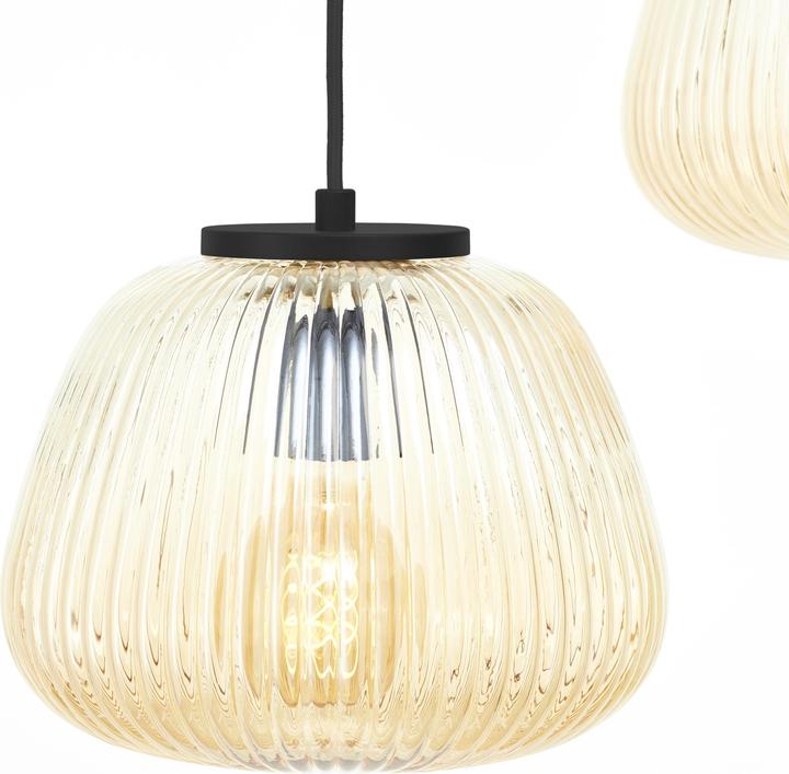 Actual product image Brilliant Suspension Kaizen 3 lampes ambre-ambre/noir mat (E27)