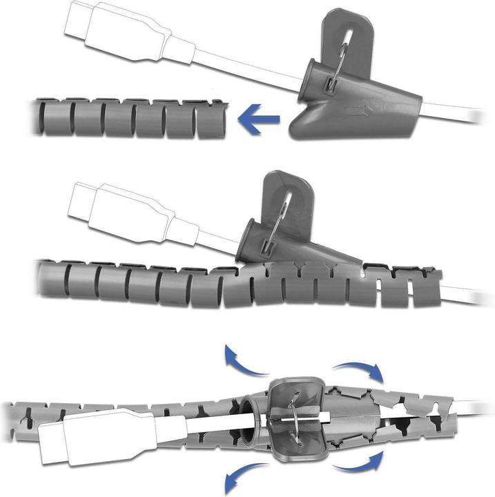 Productafbeelding Delock 18843 Kabelbescherming Kabelbodembescherming Grijs (Spiraalslang van kabels, 250 cm)