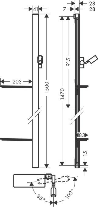 Produktbild hansgrohe HG Brausestange RAINDANCE Unica' E 150cm schwarz/chrom
