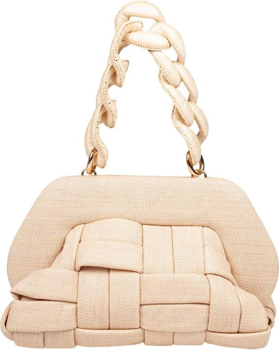 Themoirè canvas clutch bag shell color