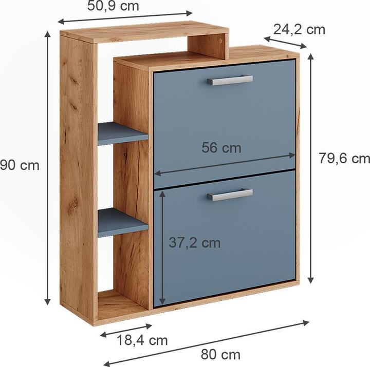 Produktbild Vichy Schuhkipper Orlando, Goldkraft Eiche/Blau, 80 x 90 cm