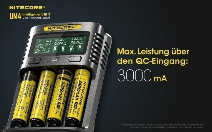 Produktbild Nitecore UM4 USB-Ladegerät (1 Stk., 14500, 16340, 18650, Ladegerät inkl. Akku)