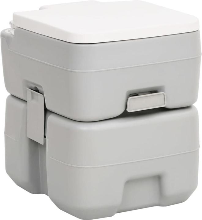 VidaXL Camping-Toilette Tragbar Grau und Weiss 20+10 L HDPE