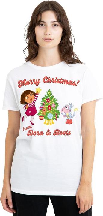 Immagine prodotto Dora The Explorer Happy Holidays Maglietta Dora e Boots Adulto Unisex (XL)