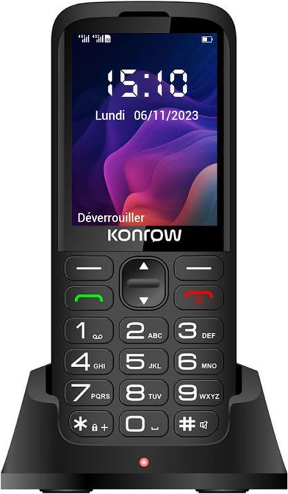 Konrow Senior 280 Next 4G (2.8" - Dual Sim - Mit Ladestation) Schwarz (2.80", 4G)