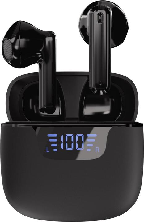 Actual product image Vivanco TWS Bluetooth headphones with LED display case, black (20 h, Cable)
