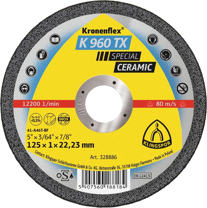 Klingspor K 960 TX Special - dischi da taglio 125 x 1 x 22,23 mm