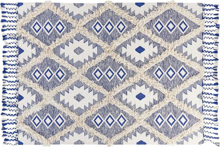 Image du produit Beliani Tapis en coton 140 x 200 cm Beige et Bleu MANAVGAT Lumarko. (140 x 200 cm)
