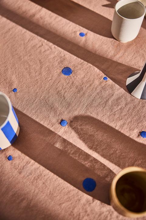 Image du produit Oyoy Tischdecke Nori 140 cm x 260 m, Blau/Terracotta (140 x 260 cm)