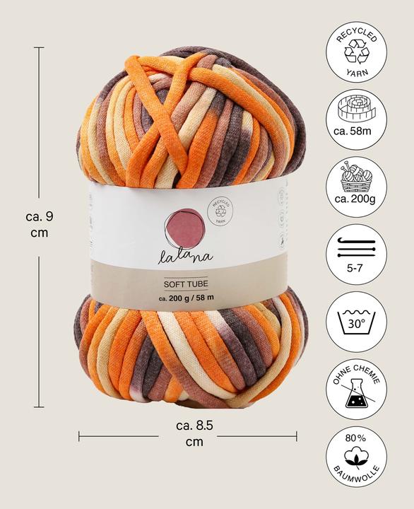 Actual product image Lalana Wool Soft Tube, tubular yarn 6 mm x 58 m, 200 g (58 m)
