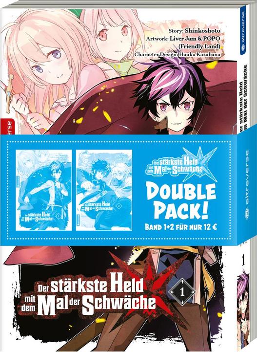 Produktbild Der stärkste Held mit dem Mal der Schwäche Double Pack 01 & 02 (Deutsch, Friendly Land, Shinkoshoto, Kazabana, 2023)