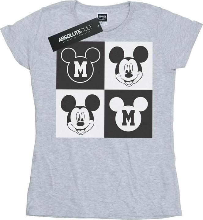 Actual product image Disney Womens/Ladies Mickey Mouse Smiling Squares Cotton T-Shirt (XXL)