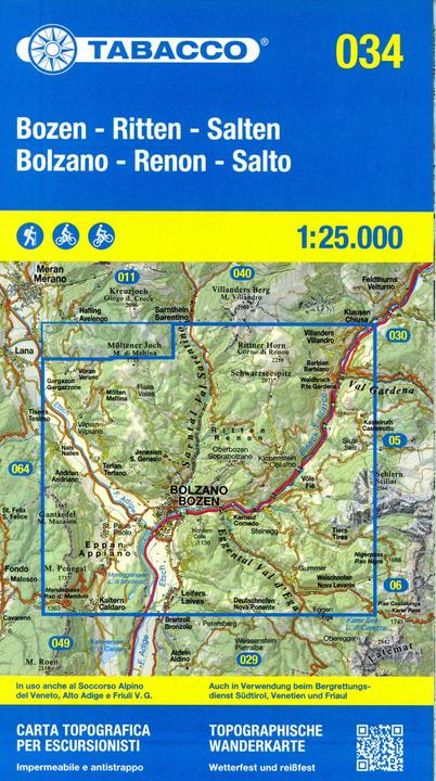 Immagine prodotto Bolzano, Renon, Salten/Bolzano, Ritter, Salten/Bolzano, Renon, Salto. Carta topografica in scala