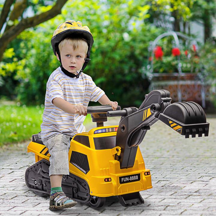 Actual product image Swisshandel24 Seat excavator, children's excavator, 3 in 1 ride-on excavator with shovel, scraper, roller, slide