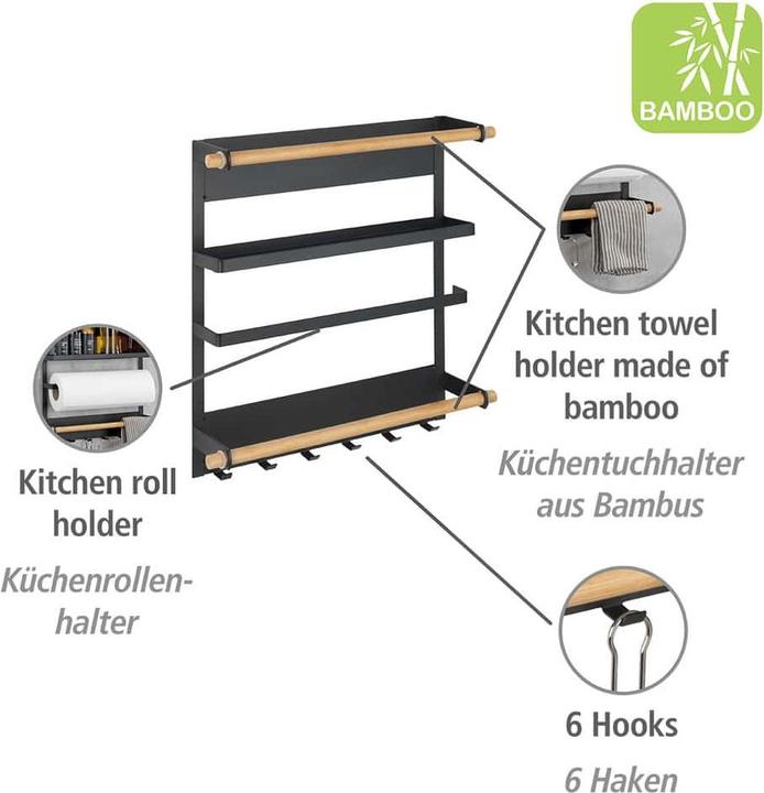 Immagine prodotto Wenko Scaffale magnetico da cucina Magna nero