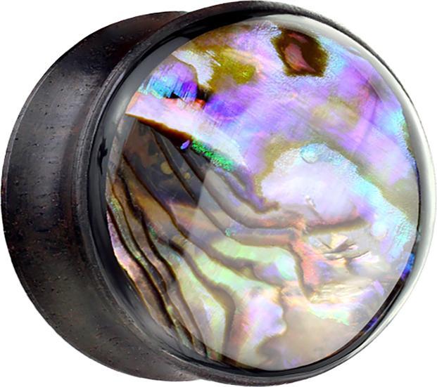 Produktbild Star Piercing Flared Plug aus Ebenholz mit Perlmutt (ohne Messing, Organisch)