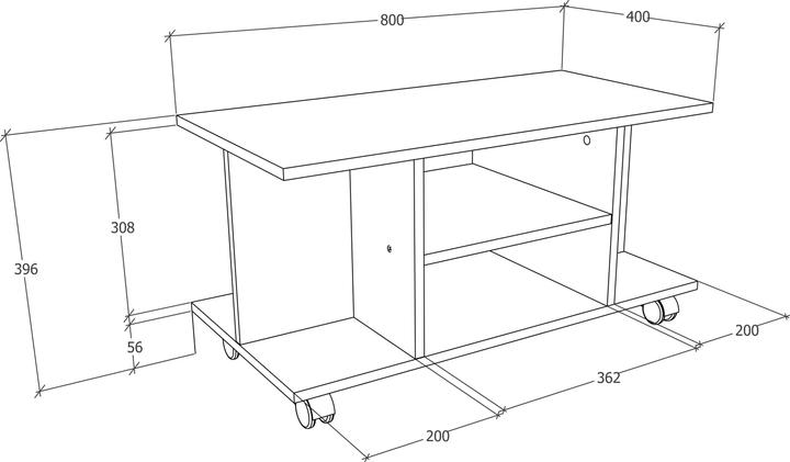Produktbild VCM Holz TV Lowboard Rollen Fernsehschrank Tisch Konsole rollbar Möbel Fernsehtisch Findalo (80 x 40 x 40 cm)