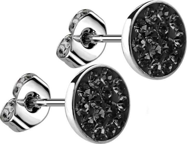 Image du produit Star Piercing Boucles d'oreilles argent Assiette cristal noir (Acier chirurgical 316L, sans laiton)
