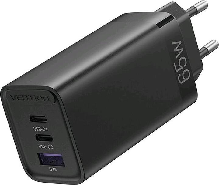 Vention Wall Charger 3-Port USB-A/USB-C - 65W, black (65 W)