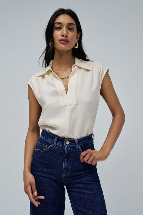 Salsa Jeans Kurzarmbluse Blouse Lightdenim