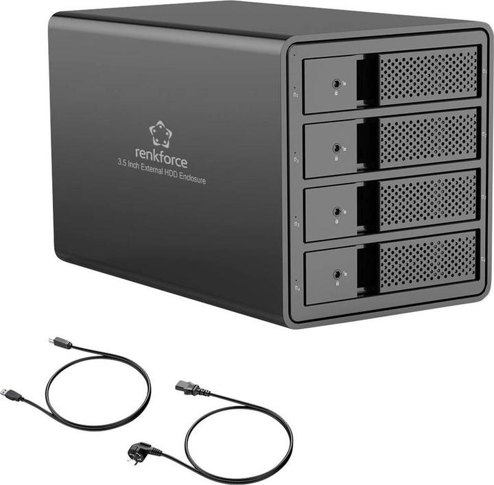 Actual product image Renkforce RF-6647598 8.9 cm (3.5 Zoll) Festplattengehäuse 4 Bay 3.5 Zoll USB-A ( (3.5")