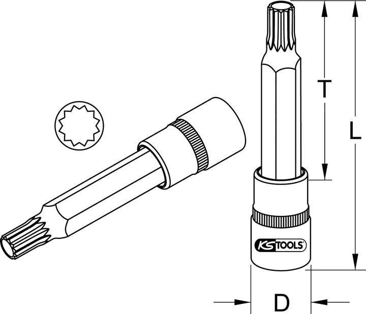 Immagine prodotto KS Tools Presa da 1/2" XZN, M12, 140 mm