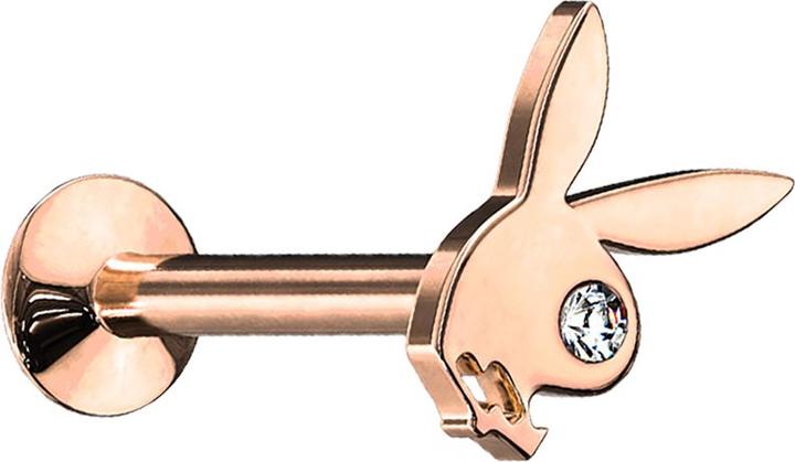 Star Piercing Micro Labret Innengewinde rosegold Playboy Bunny (Messing, Chirurgenstahl 316L)