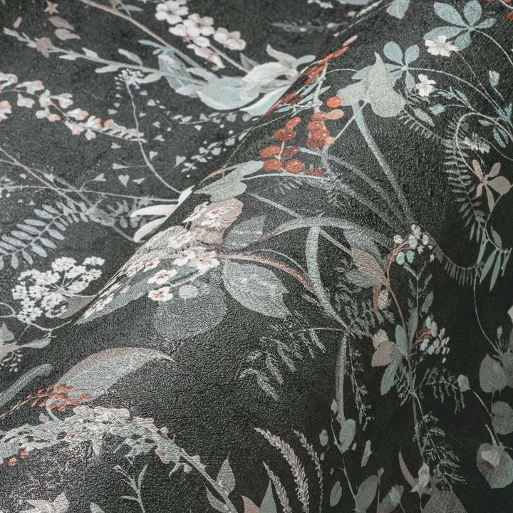 Actual product image A.S. Création wallpaper floral flowers black red vintage floral wallpaper living room non-woven wallpaper (53 x 1005 cm)