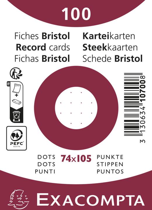 Produktbild Exacompta Karteikarten (74 x 105 mm, 205 g/m², 100 x)