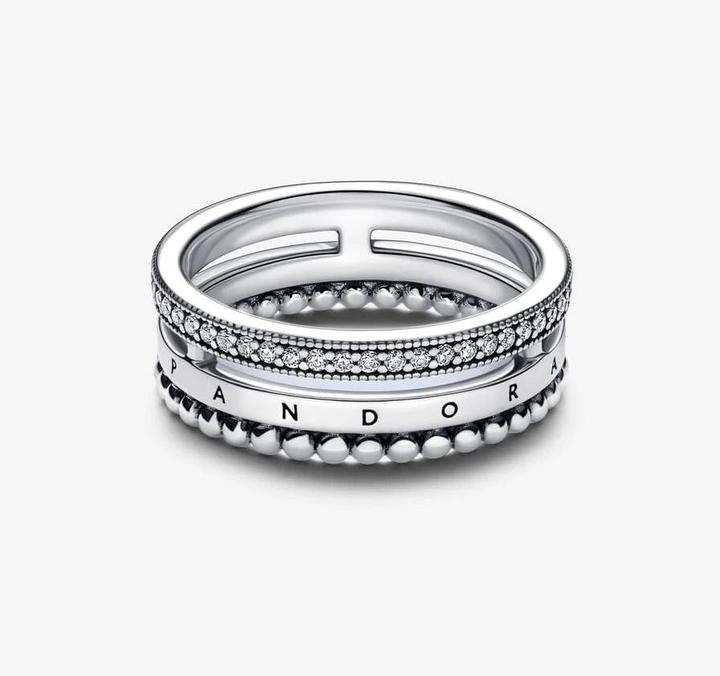 Produktbild Pandora Signature Logo Pavé & Beads Ring (54, 925 Silber)