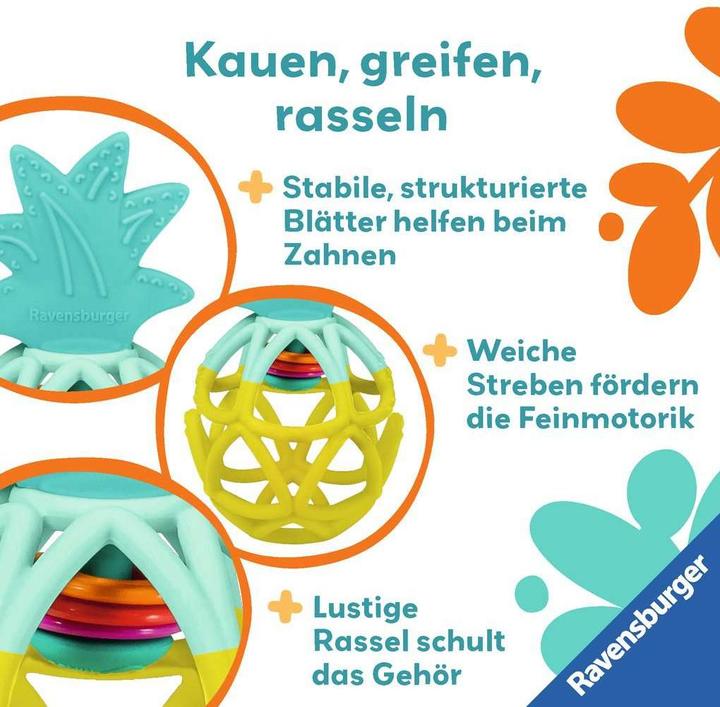 Produktbild Ravensburger 4869 play+ Rassel-Greifling: Ananas, Zahnungshilfe, Silikon Baby-Spielzeug ab 0