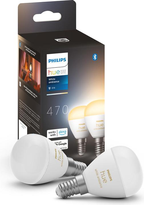 Actual product image Philips Hue White Ambiance E14 Chandelier Twin Pack (E14, 5.10 W, 470 lm, 2 x, F)