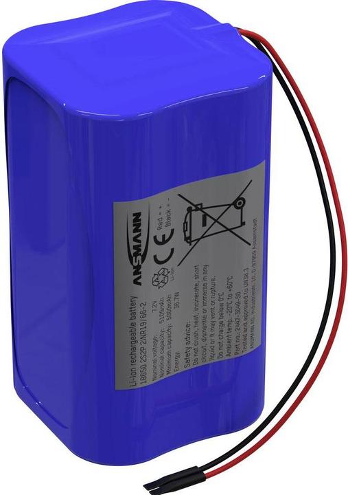 Produktbild Ansmann 2S2P Akkupack 4x 18650 Kabel Li-Ion 7.2 V 5100 mAh (1 Stk., 18650, 5100 mAh)