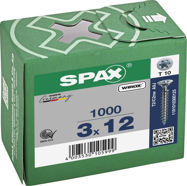 Produktbild Spax Spanplattenschrauben SK T10 3,0x12 mm (1000 Schrauben pro Stück)